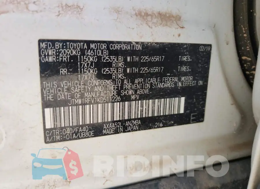 JTMW1RFV1KD511226 Photo# 10