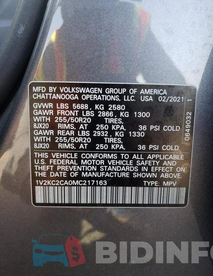 1V2KC2CA0MC217163 Photo# 10