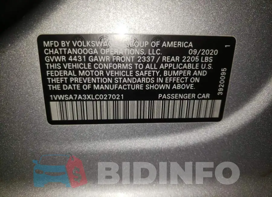 1VWSA7A3XLC027021 Photo# 10