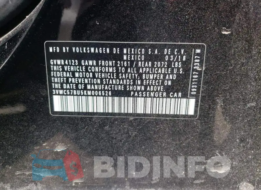 3VWC57BU5KM006526 Photo# 10
