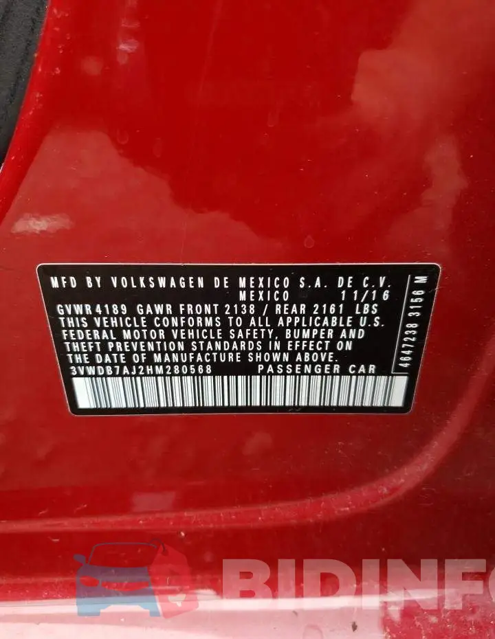 3VWDB7AJ2HM280568 Photo# 10