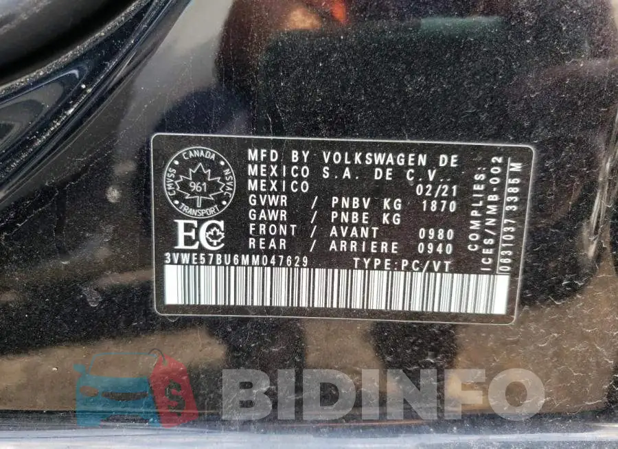 3VWE57BU6MM047629 Photo# 10
