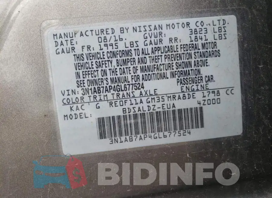 3N1AB7AP4GL677524 Photo# 10