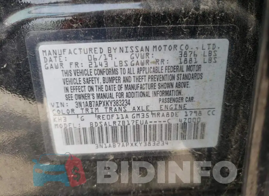 3N1AB7APXKY383234 Photo# 10