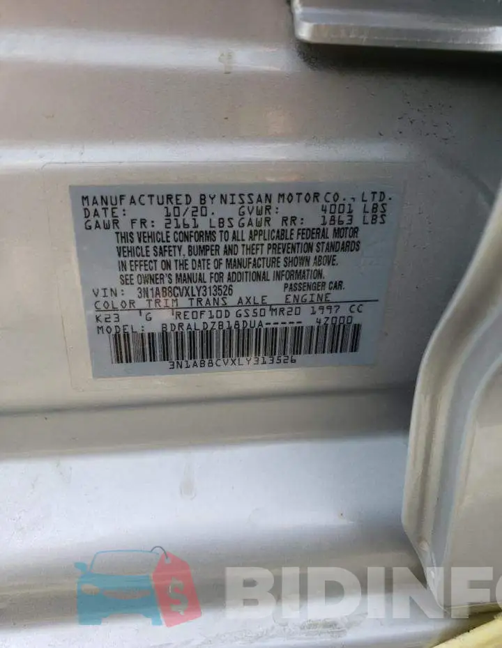 3N1AB8CVXLY313526 Photo# 10