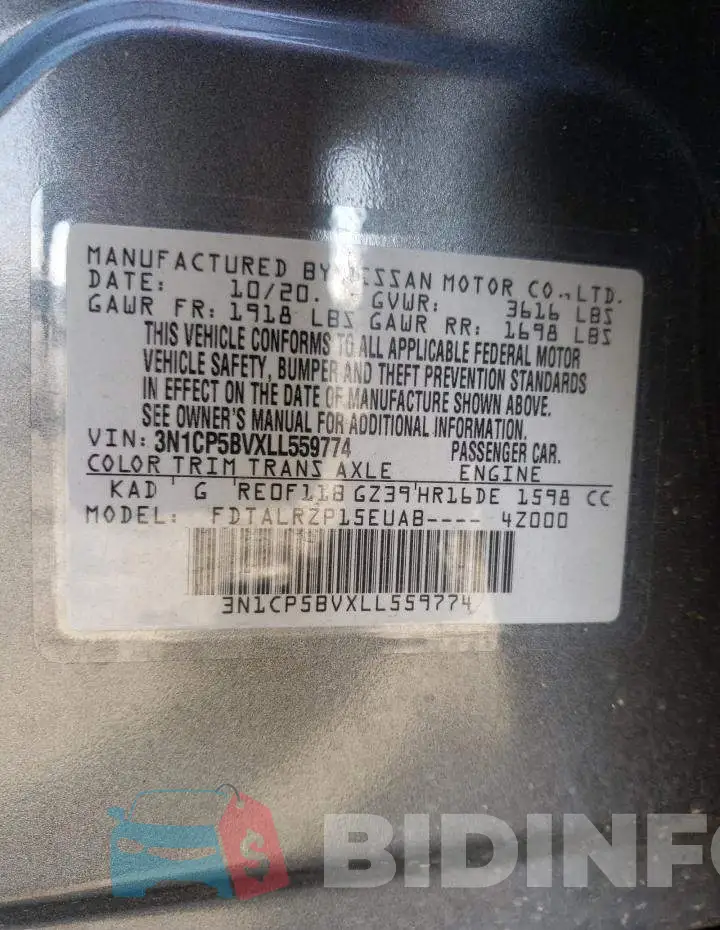 3N1CP5BVXLL559774 Photo# 10