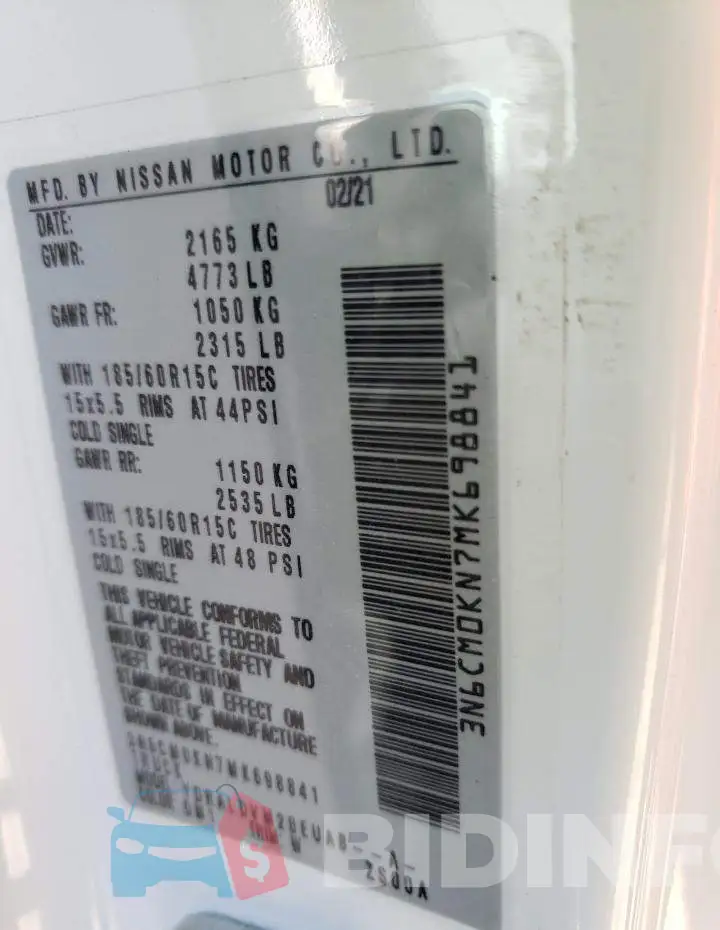 3N6CM0KN7MK698841 Photo# 10