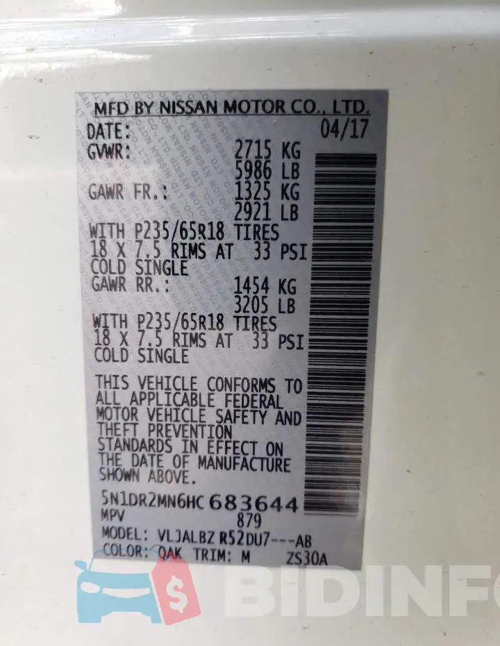 5N1DR2MN6HC683644 Photo# 10
