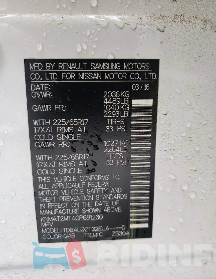 KNMAT2MT4GP681230 Photo# 10