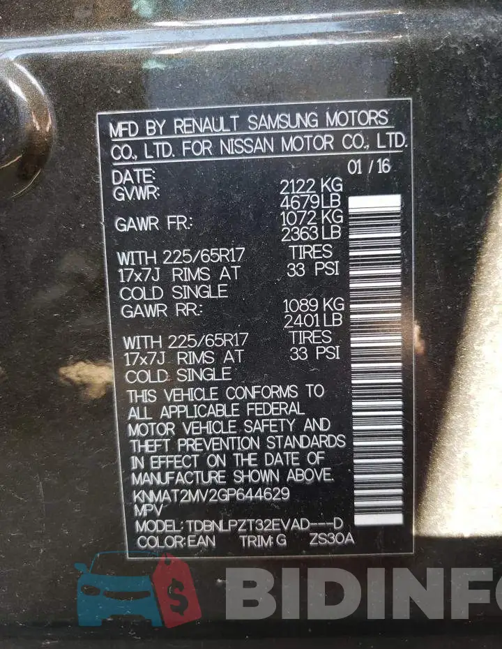 KNMAT2MV2GP644629 Photo# 10