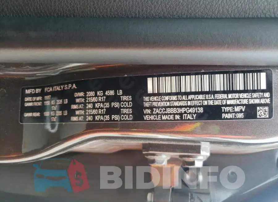 ZACCJBBB3HPG49138 Photo# 10
