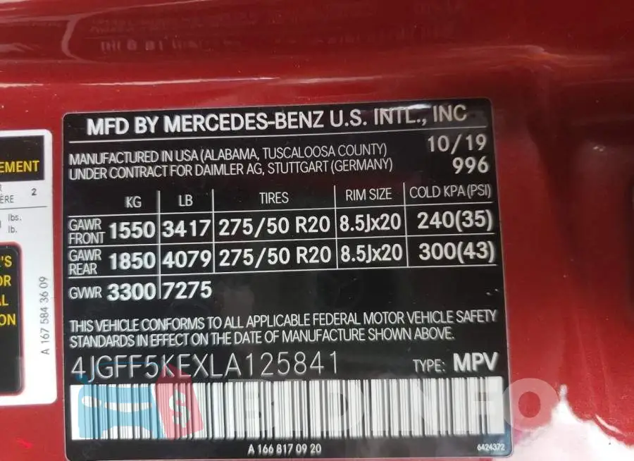 4JGFF5KEXLA125841 Photo# 10