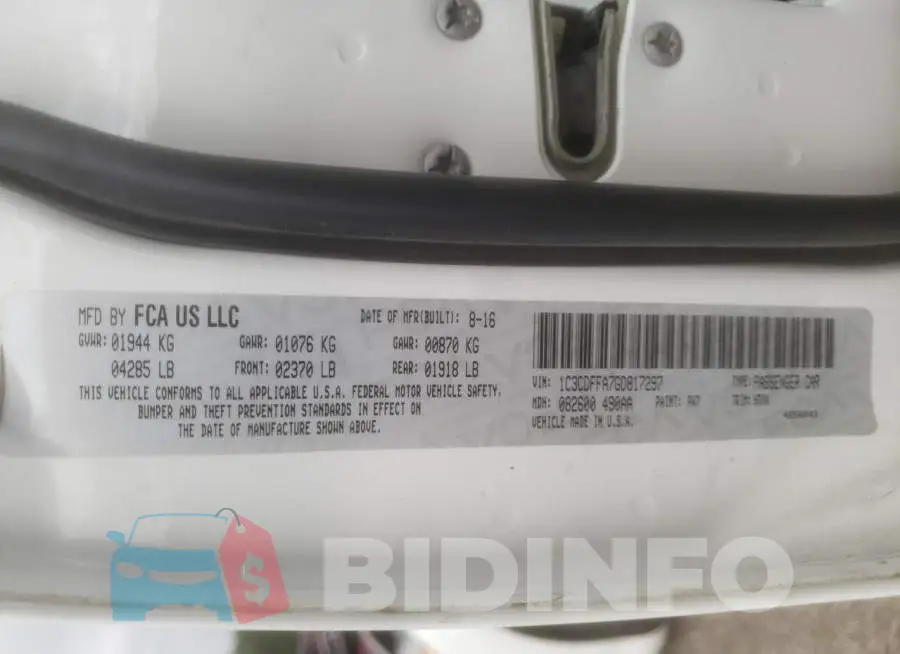 1C3CDFFA7GD817297 Photo# 10