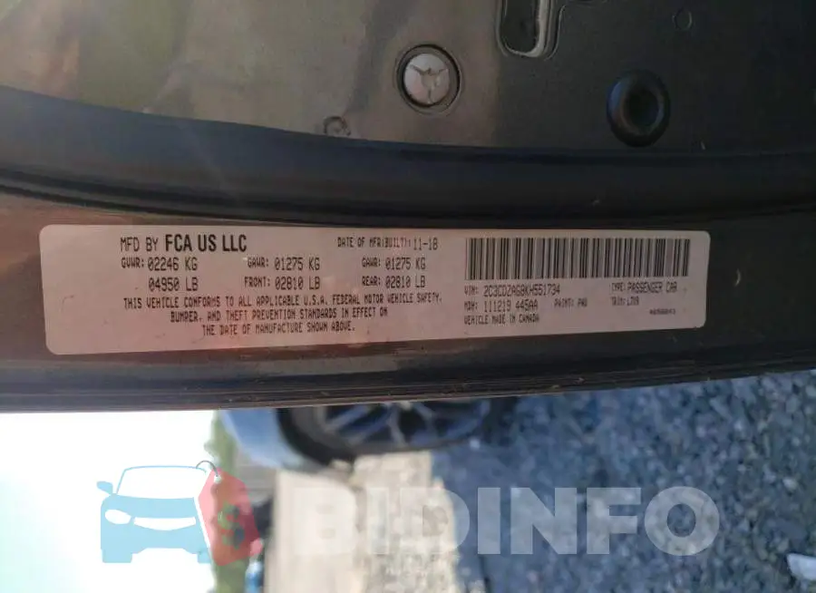 2C3CDZAG8KH551734 Photo# 10