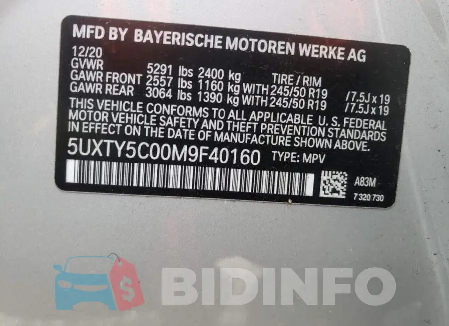 5UXTY5C00M9F40160 Photo# 10