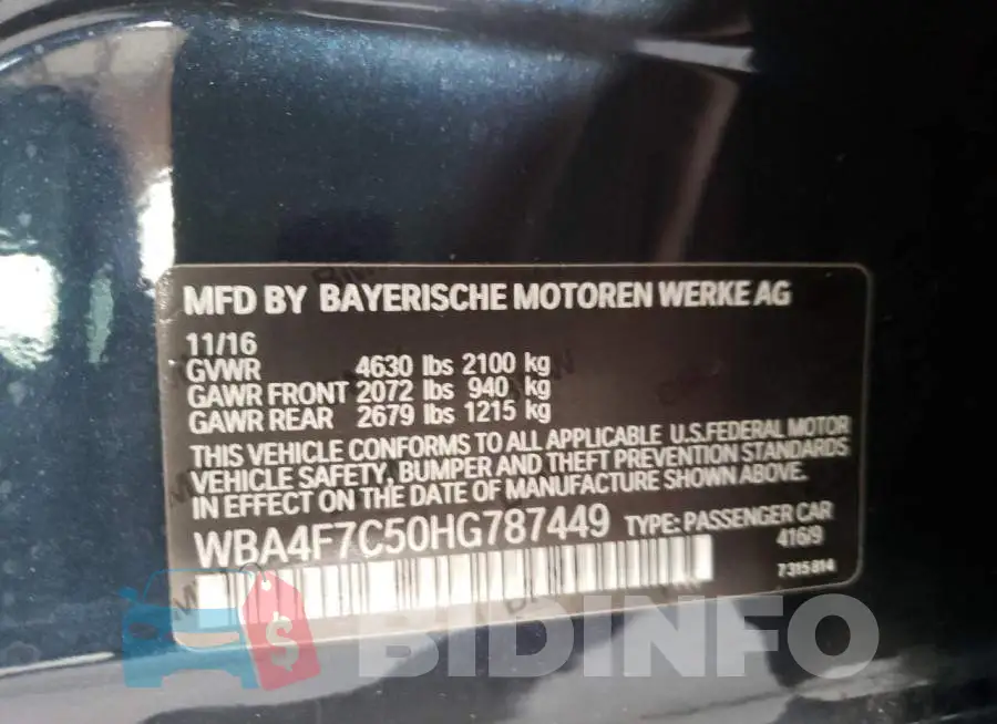 WBA4F7C50HG787449 Photo# 10