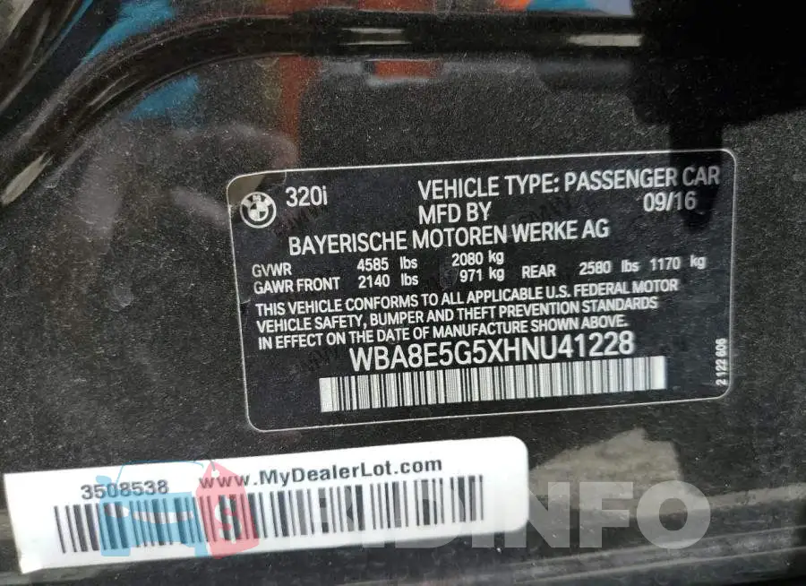 WBA8E5G5XHNU41228 Photo# 10