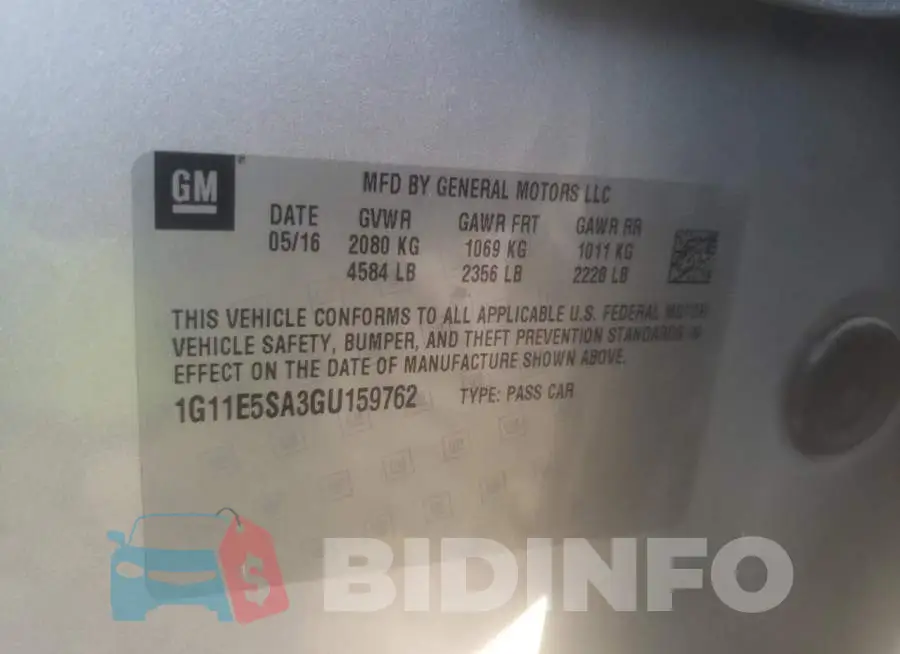 1G11E5SA3GU159762 Photo# 10