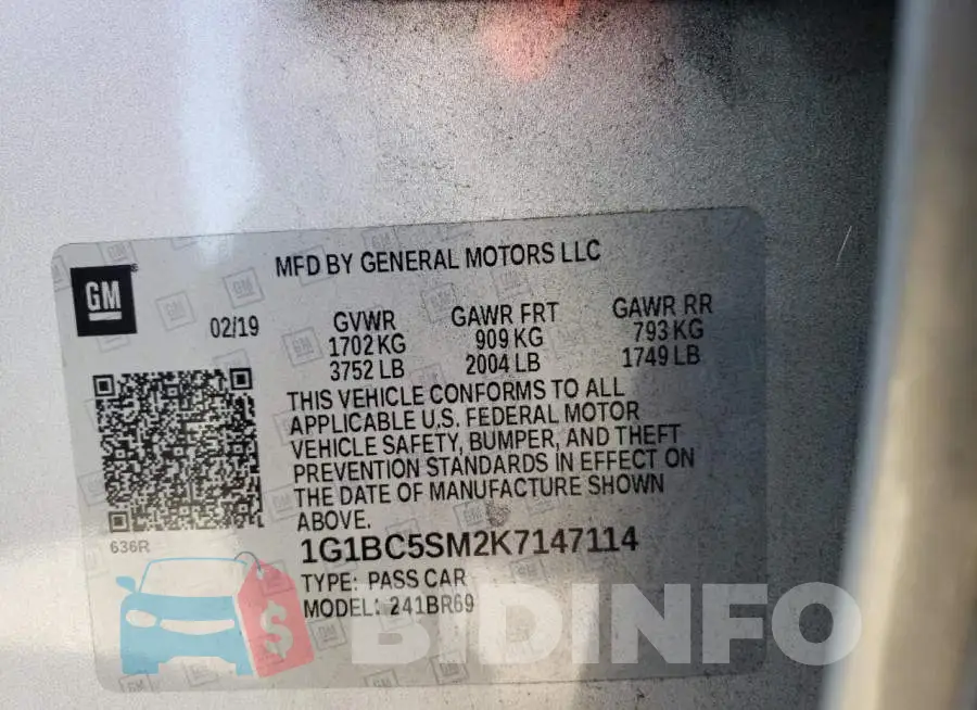 1G1BC5SM2K7147114 Photo# 10