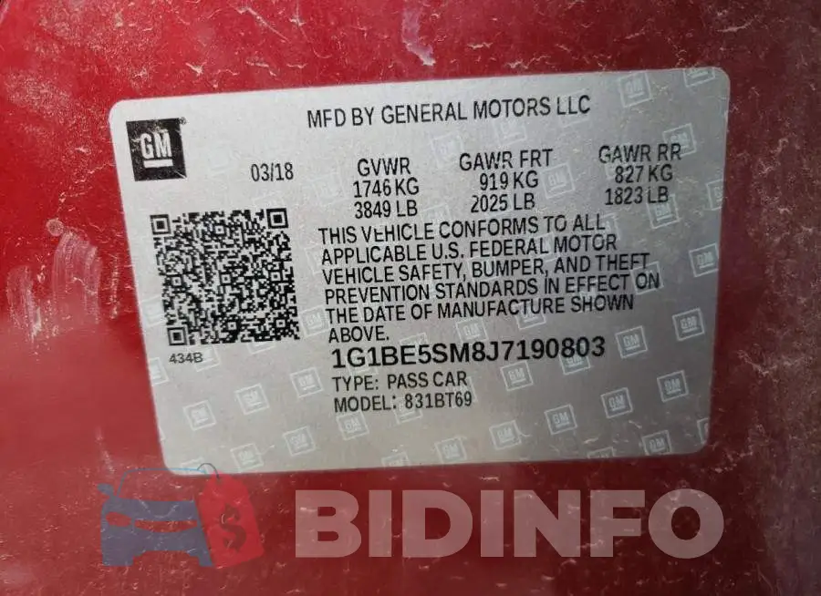 1G1BE5SM8J7190803 Photo# 10