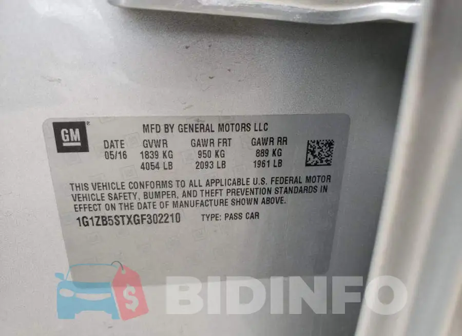 1G1ZB5STXGF302210 Photo# 10