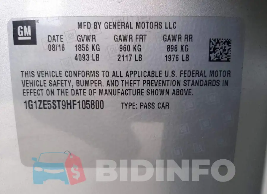 1G1ZE5ST9HF105800 Photo# 10
