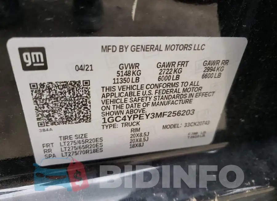 1GC4YPEY3MF256203 Photo# 10