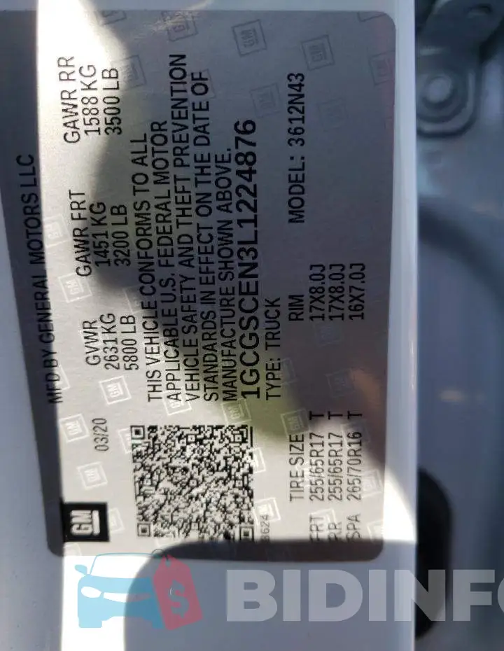 1GCGSCEN3L1224876 Photo# 10