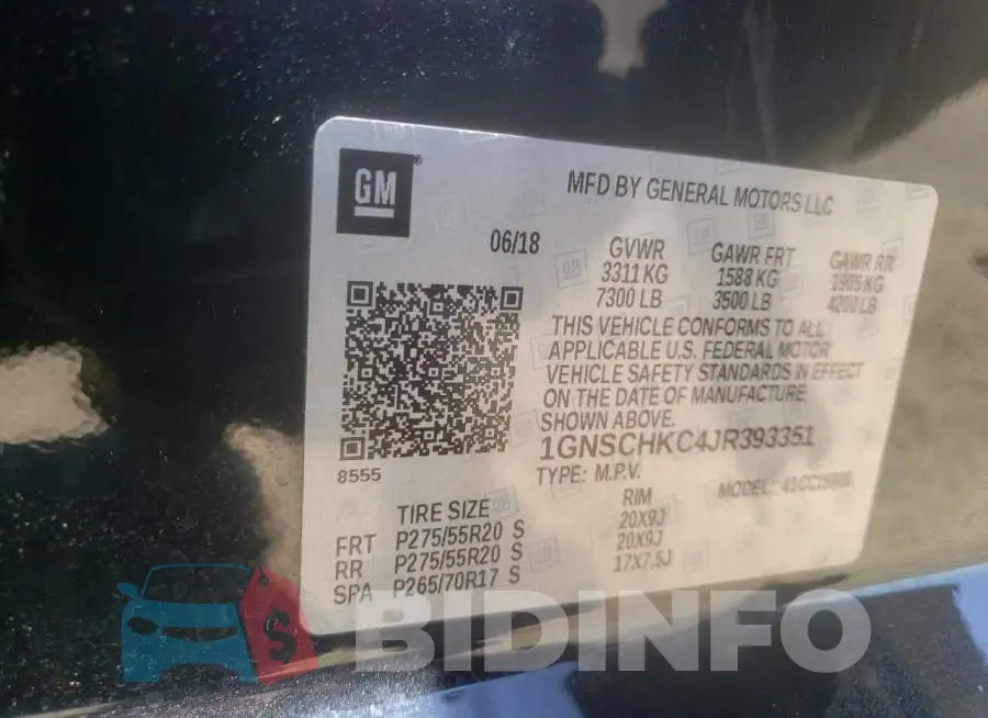 1GNSCHKC4JR393351 Photo# 10