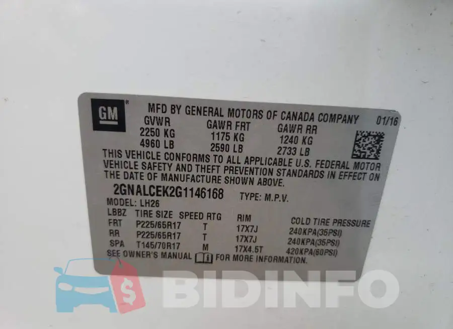 2GNALCEK2G1146168 Photo# 10
