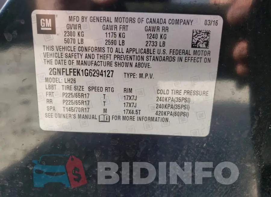 2GNFLFEK1G6294127 Photo# 10
