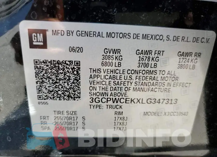 3GCPWCEKXLG347313 Photo# 10