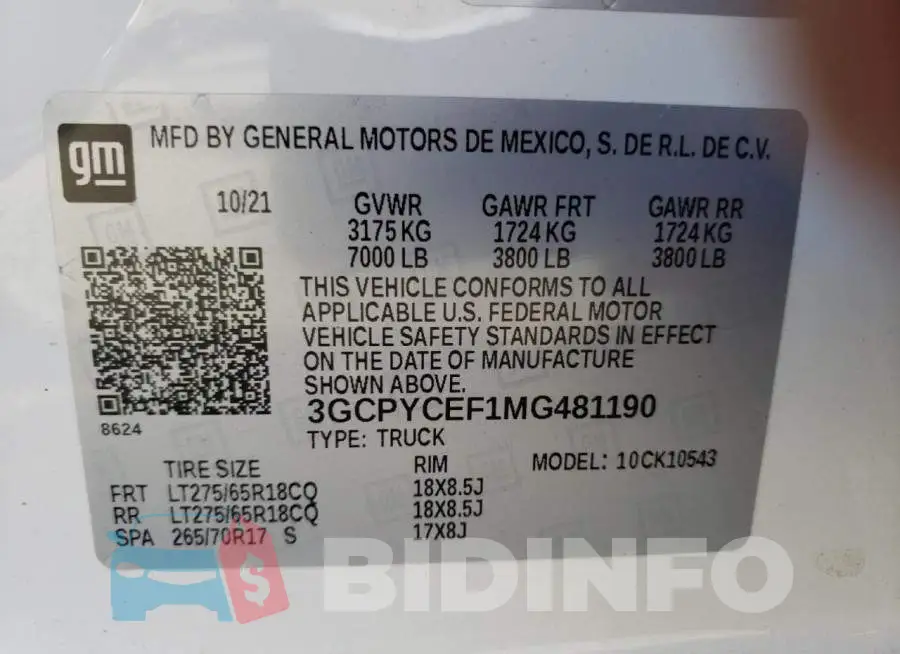 3GCPYCEF1MG481190 Photo# 10 3GCPYCEF1MG481190 Photo# 10
