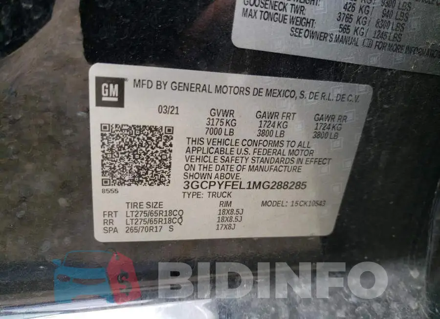3GCPYFEL1MG288285 Photo# 10