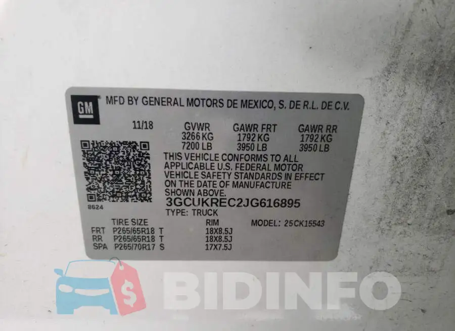 3GCUKREC2JG616895 Photo# 10
