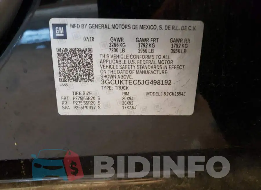 3GCUKTEC5JG498192 Photo# 10
