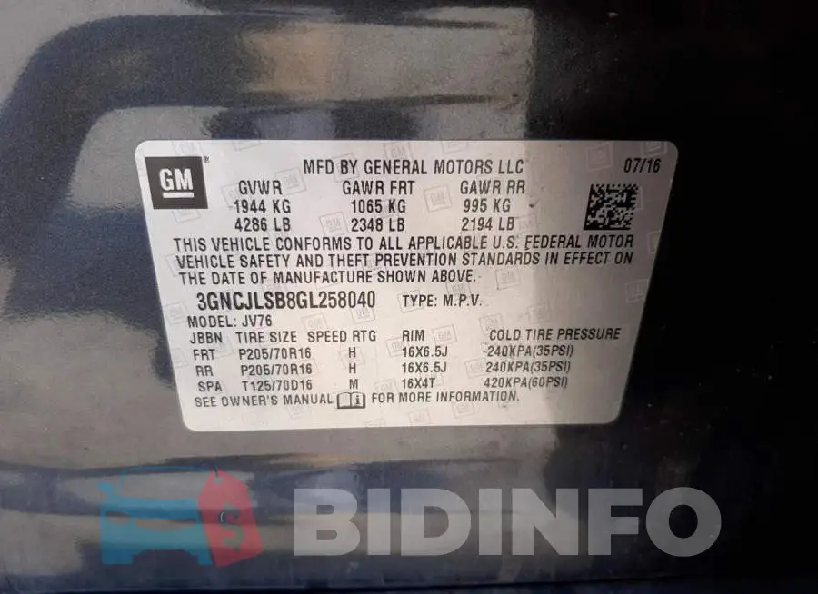 3GNCJLSB8GL258040 Photo# 10
