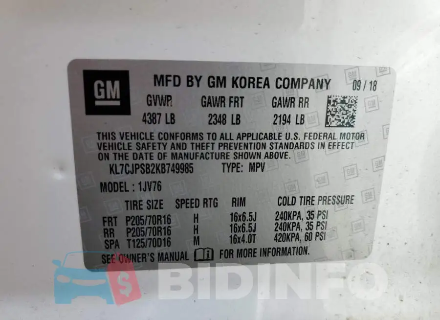 KL7CJPSB2KB749985 Photo# 10