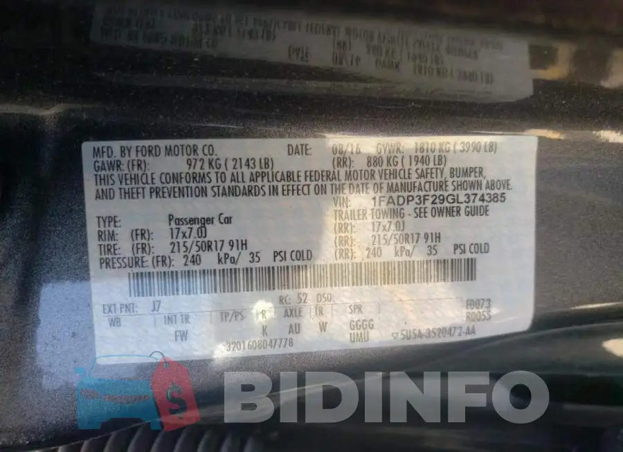 1FADP3F29GL374385 Photo# 10