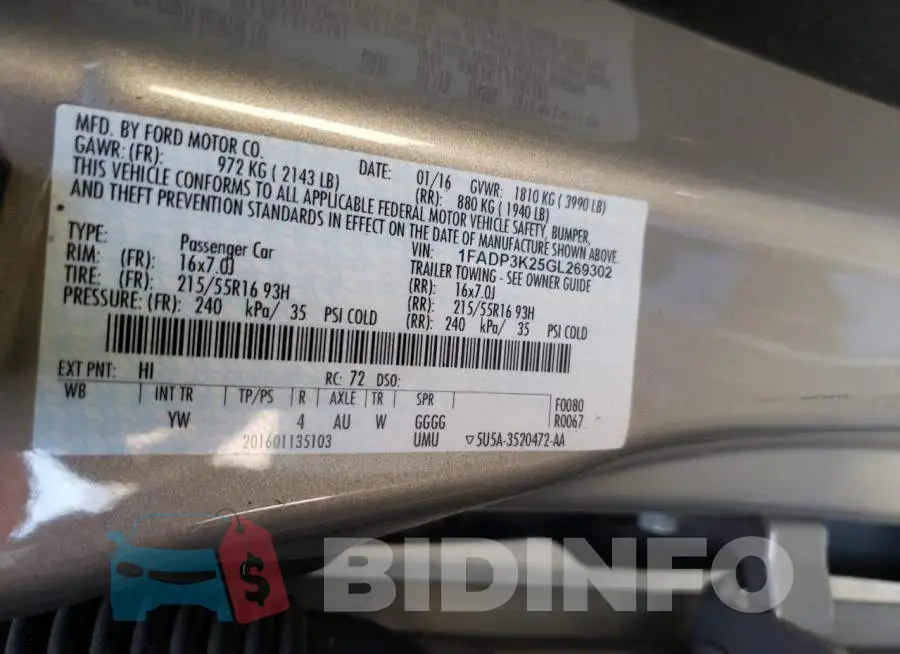 1FADP3K25GL269302 Photo# 10