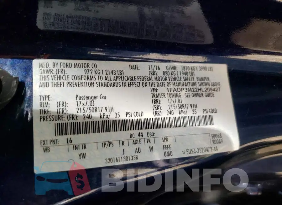 1FADP3M22HL209427 Photo# 10 1FADP3M22HL209427 Photo# 10