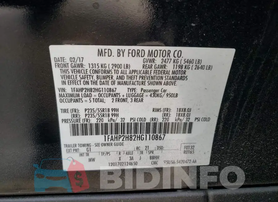 1FAHP2H82HG110867 Photo# 10