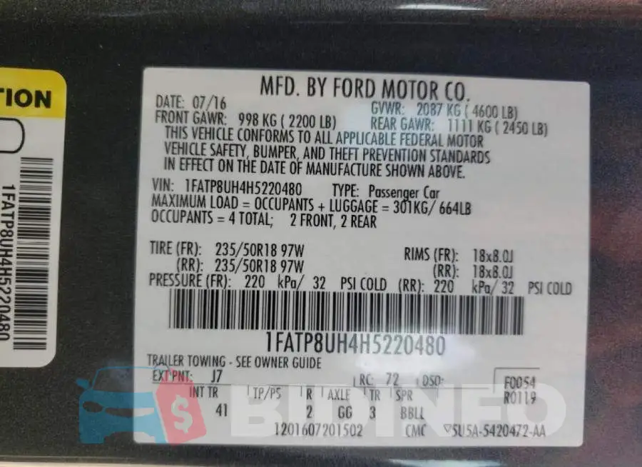 1FATP8UH4H5220480 Photo# 10