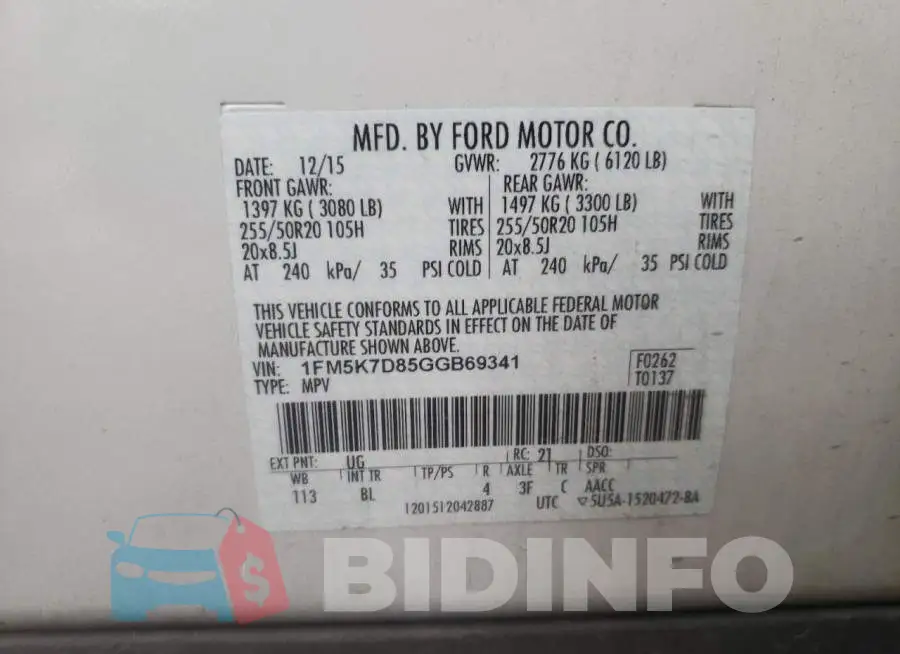 1FM5K7D85GGB69341 Photo# 10