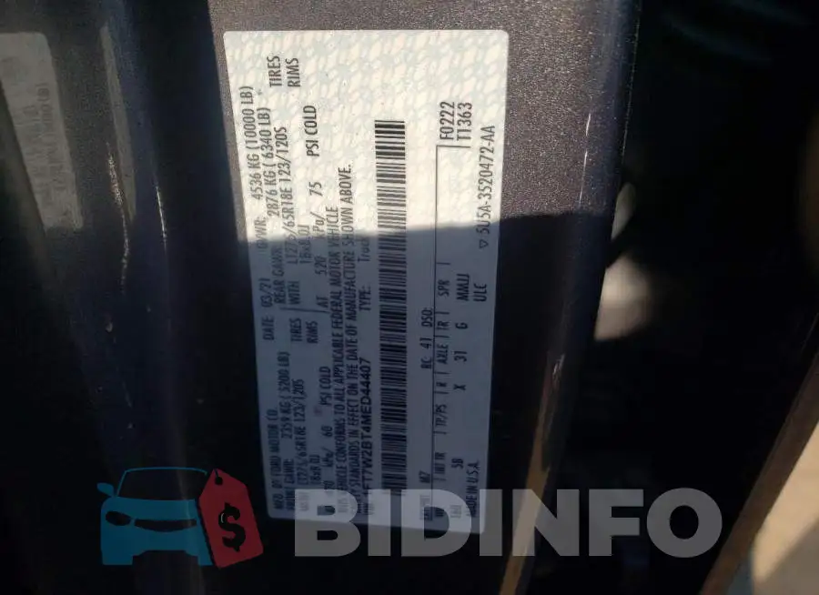 1FT7W2BT4MED44407 Photo# 10