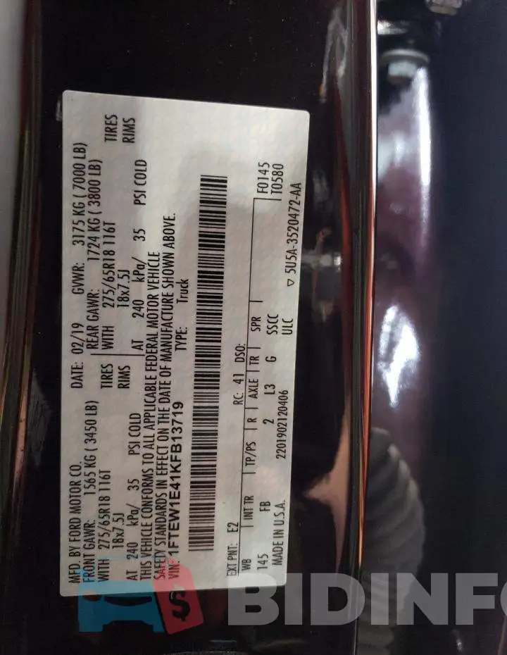 1FTEW1E41KFB13719 Photo# 10