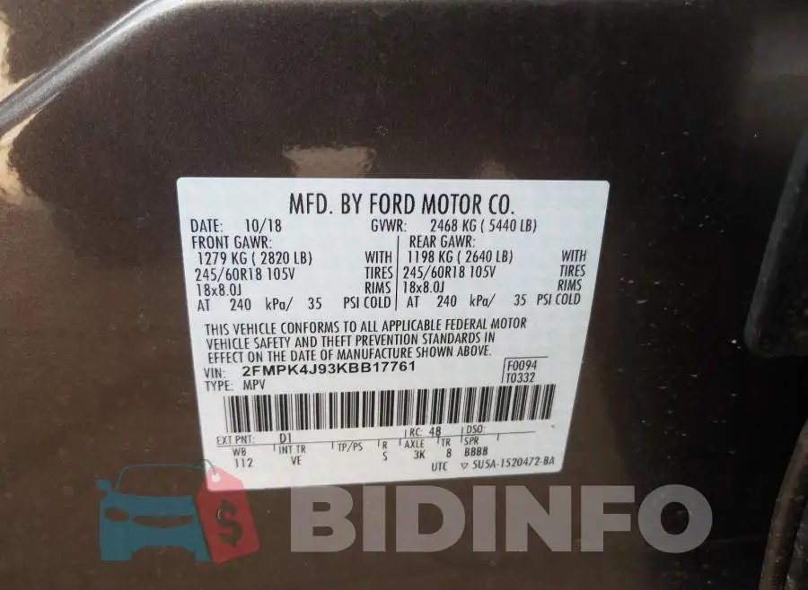 2FMPK4J93KBB17761 Photo# 10