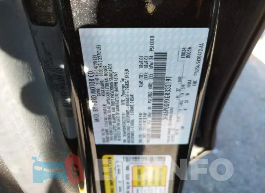 3FA6P0D9XGR333191 Photo# 10
