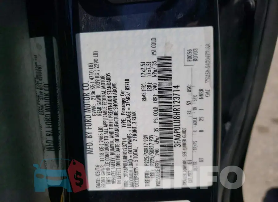 3FA6P0LU8HR123714 Photo# 10