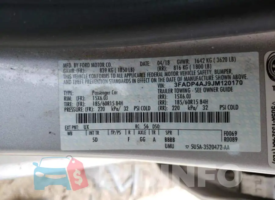 3FADP4AJ9JM120170 Photo# 10